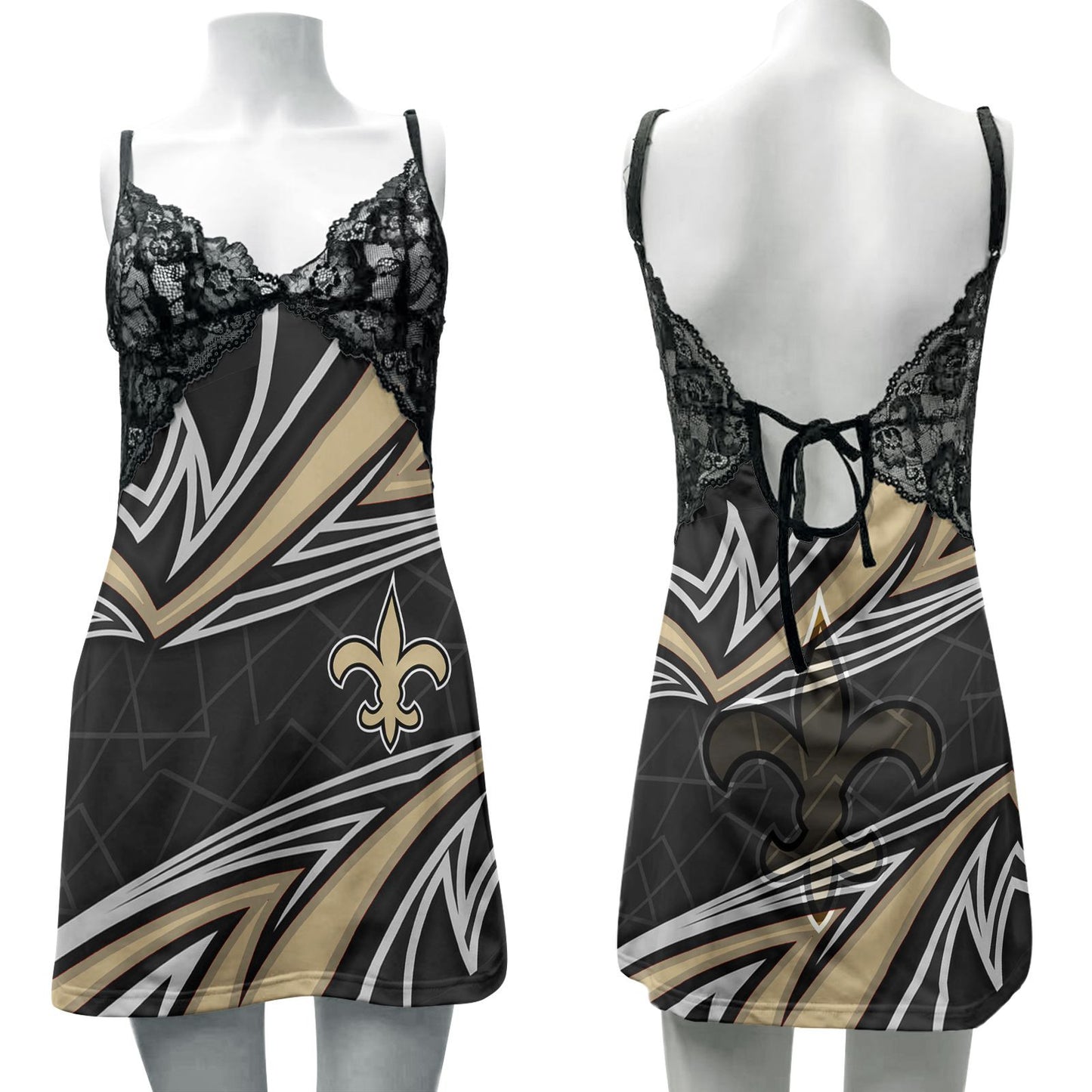 New Orleans Saints Lace Back Strap Slip Dress 134