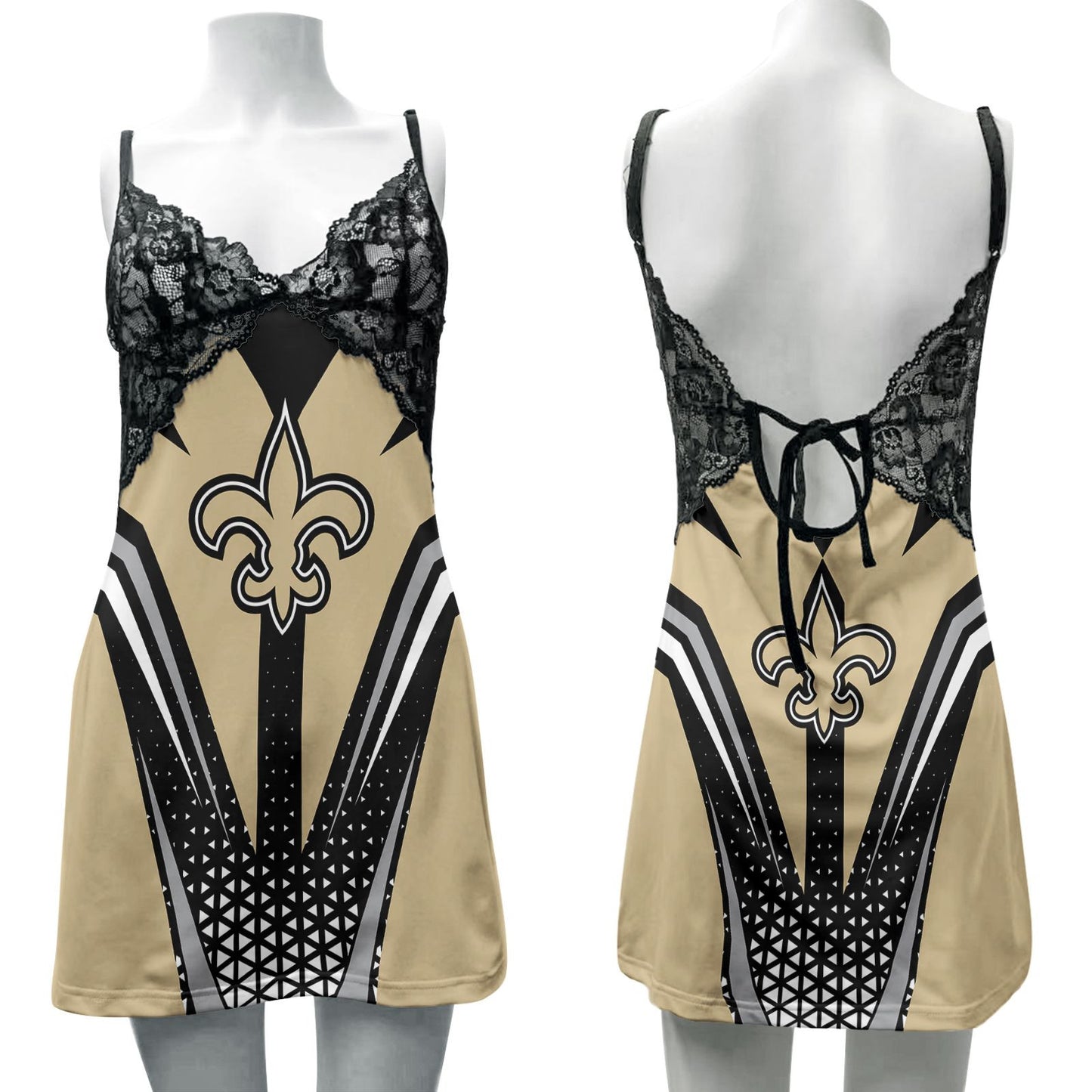 New Orleans Saints Lace Back Strap Slip Dress 259