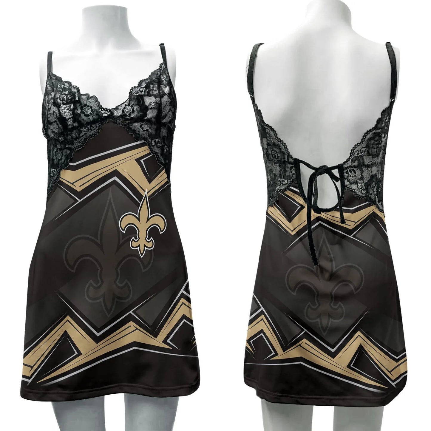 New Orleans Saints Lace Back Strap Slip Dress 331-1
