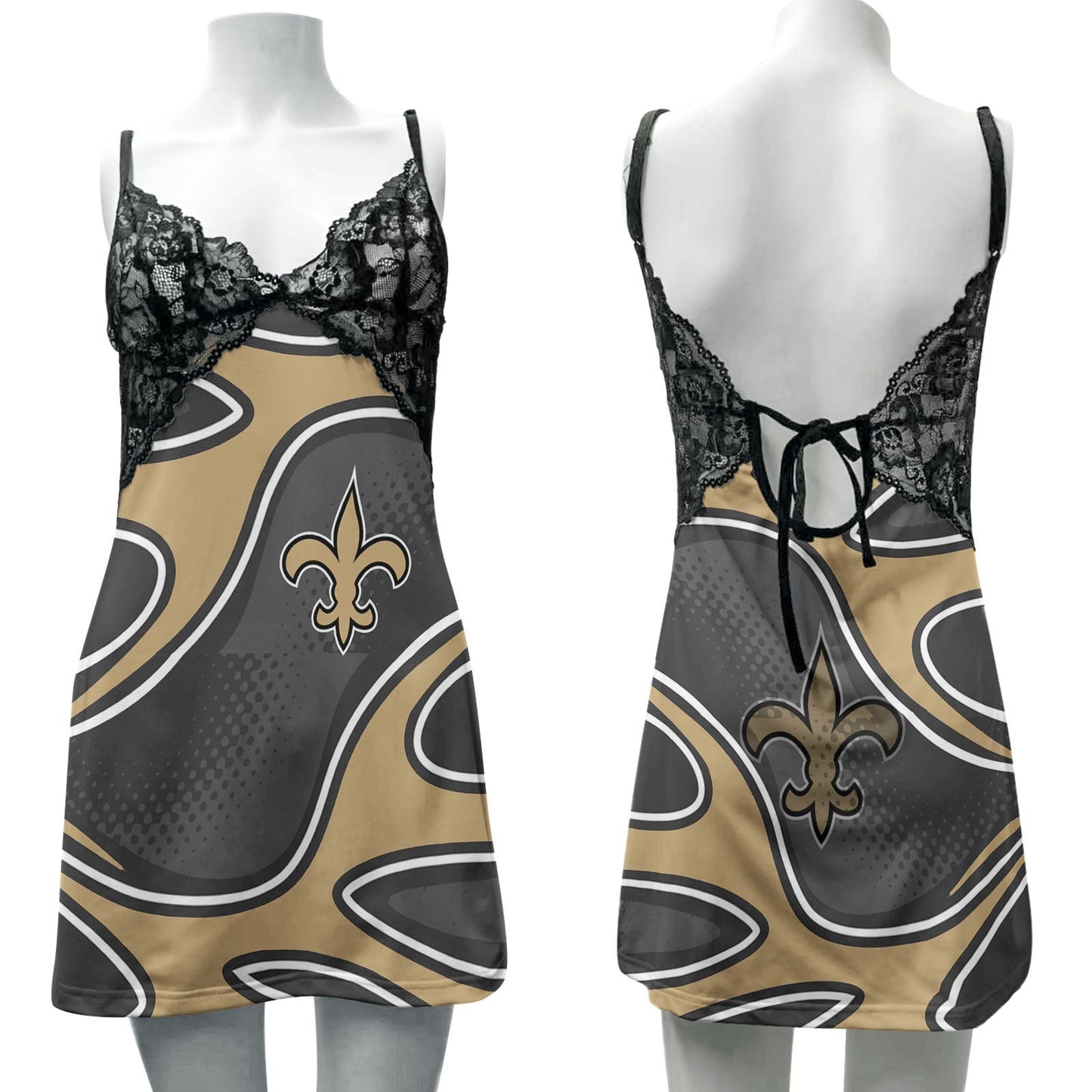 New Orleans Saints Lace Back Strap Slip Dress 376