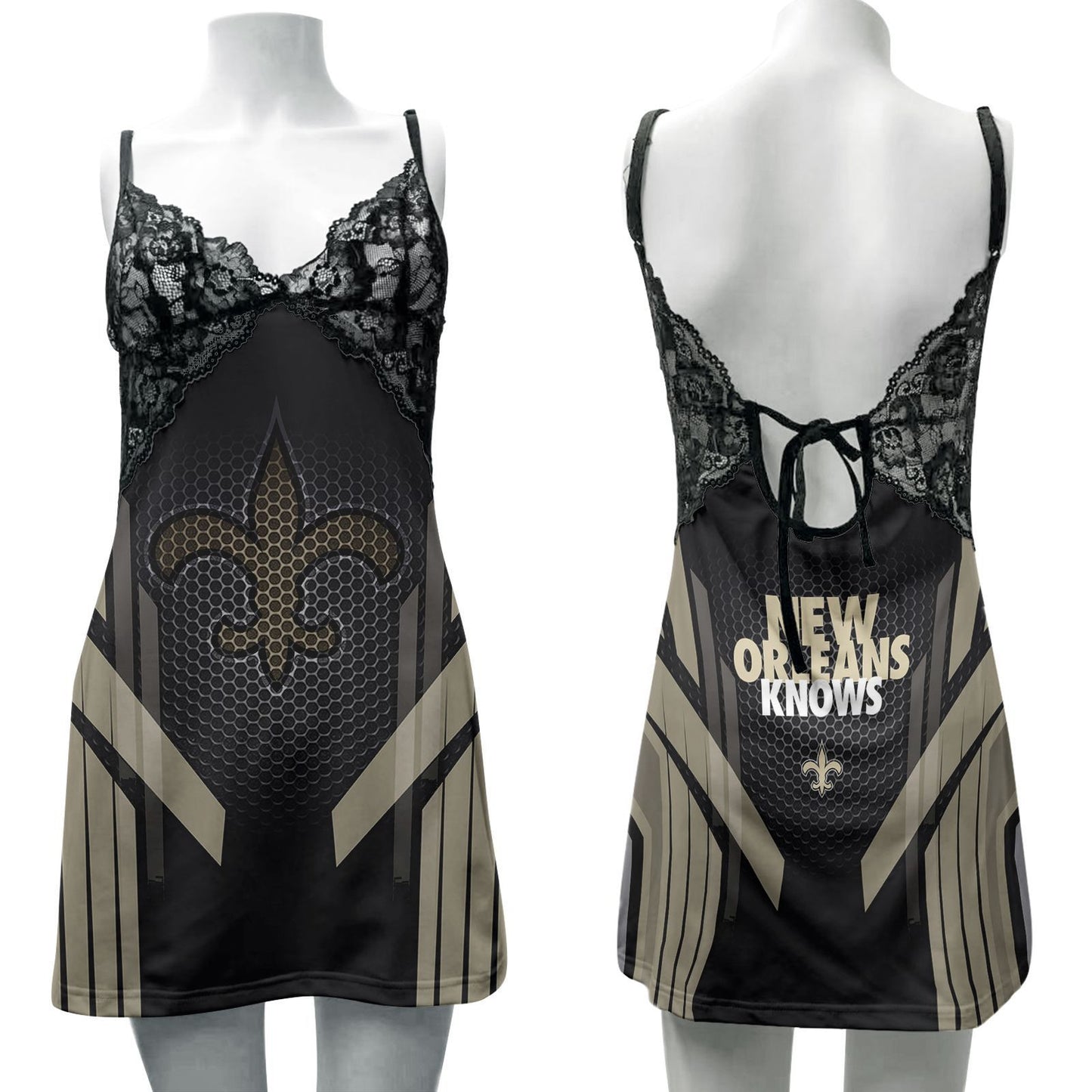 New Orleans Saints Lace Back Strap Slip Dress 401