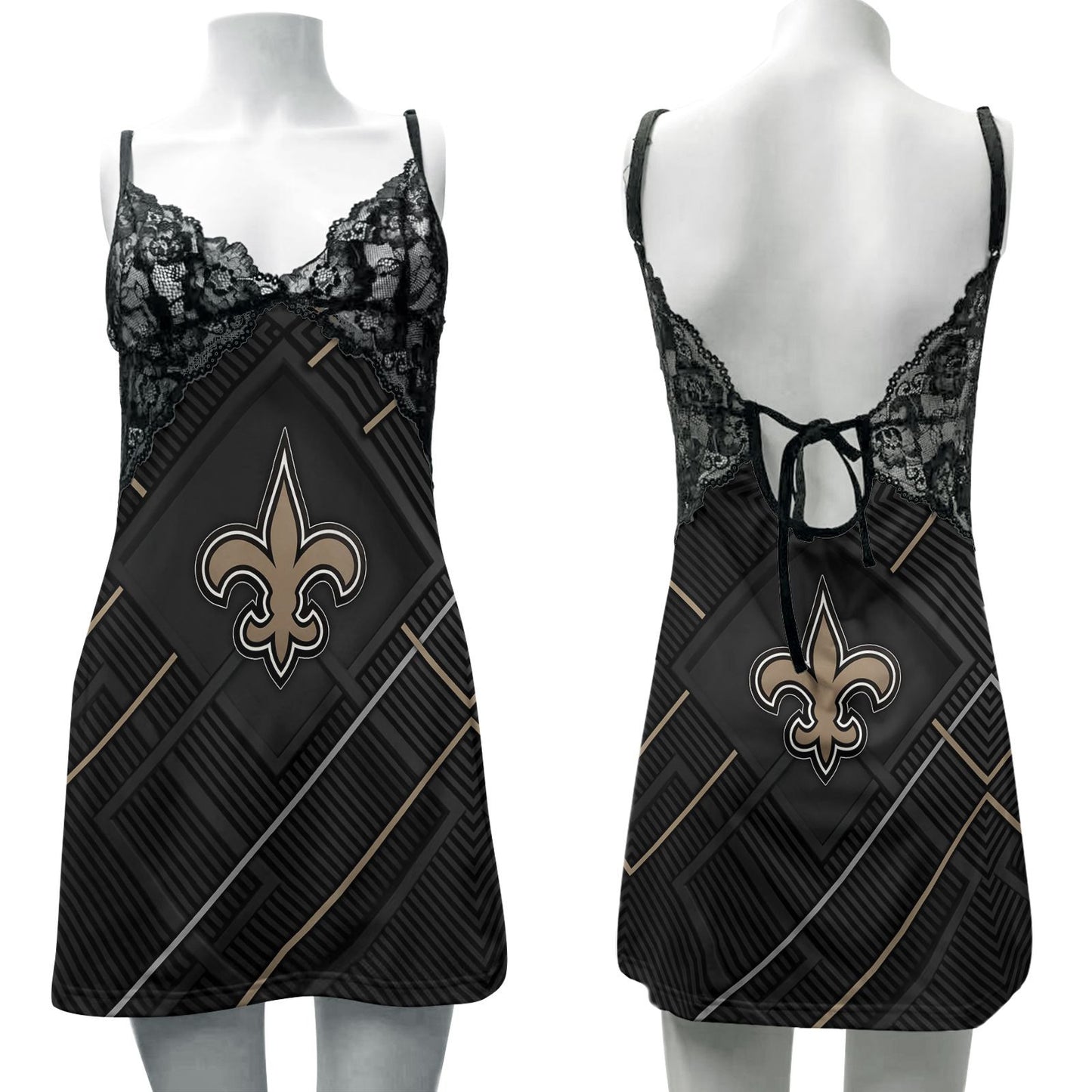 New Orleans Saints Lace Back Strap Slip Dress 417