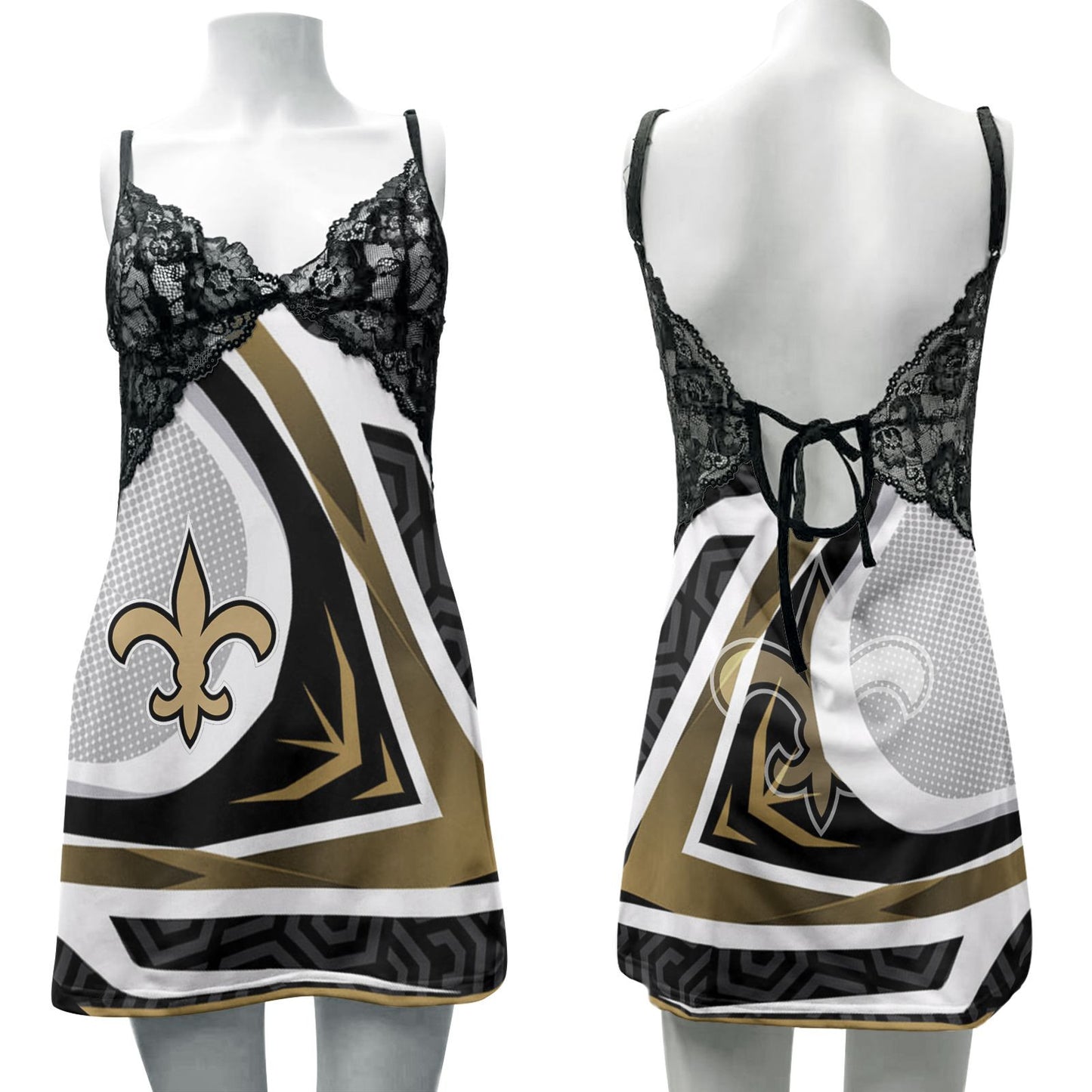 New Orleans Saints Lace Back Strap Slip Dress 439