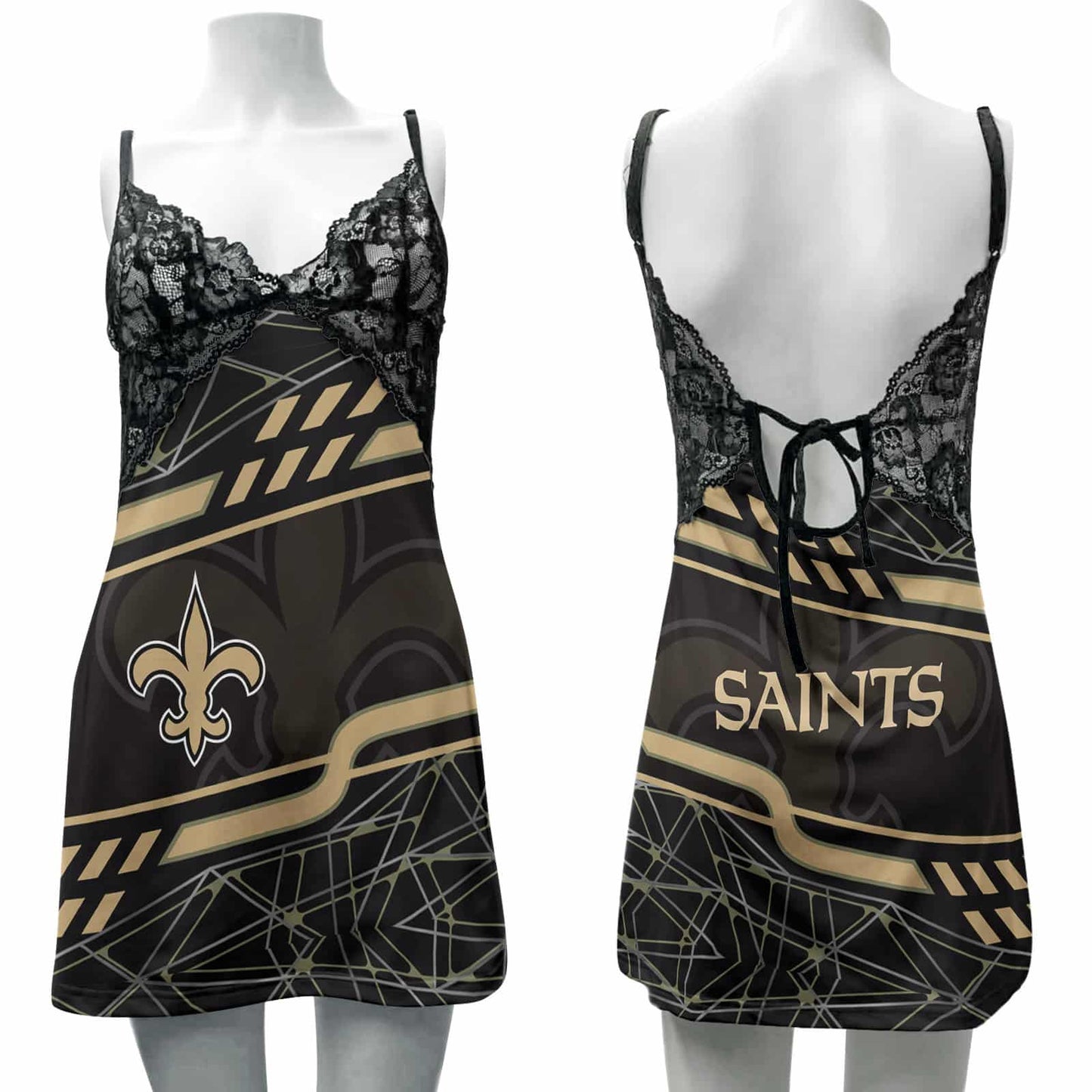 New Orleans Saints Lace Back Strap Slip Dress 463
