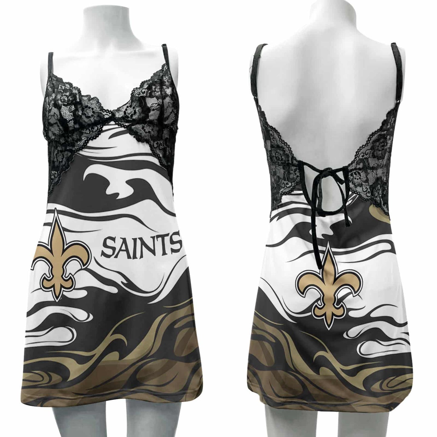 New Orleans Saints Lace Back Strap Slip Dress 498