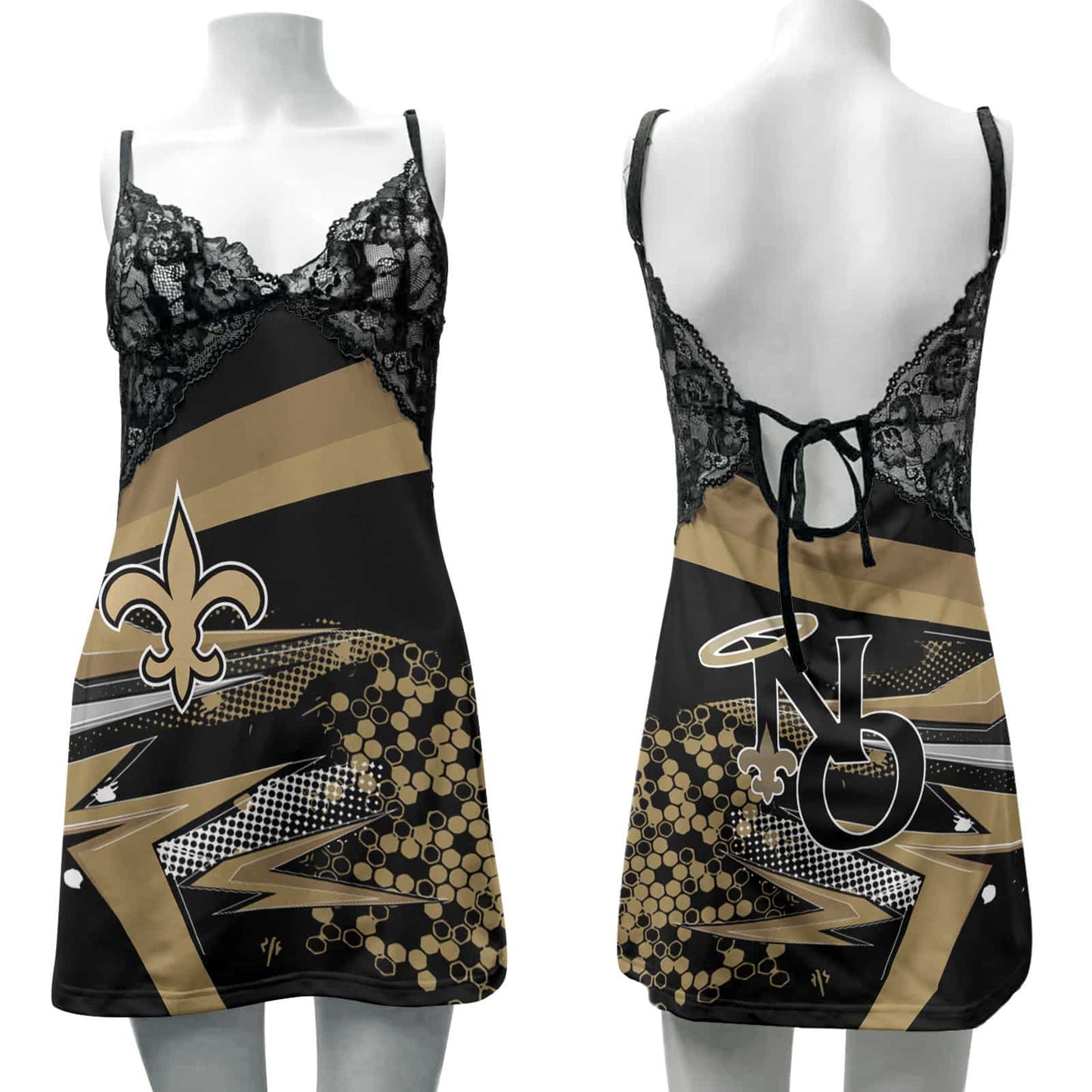 New Orleans Saints Lace Back Strap Slip Dress 505