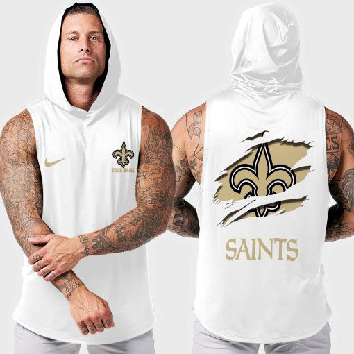 New Orleans Saints Men Workout Hooded Tank Top AZMGSH023