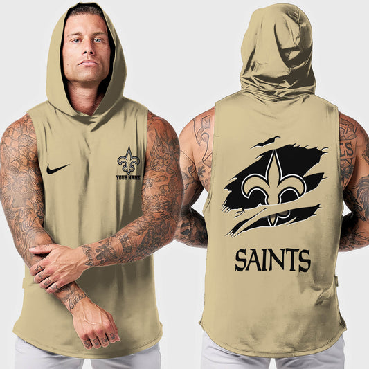 New Orleans Saints Men Workout Hooded Tank Top AZMGSH023