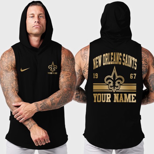 New Orleans Saints Men Workout Hooded Tank Top AZMGSH055