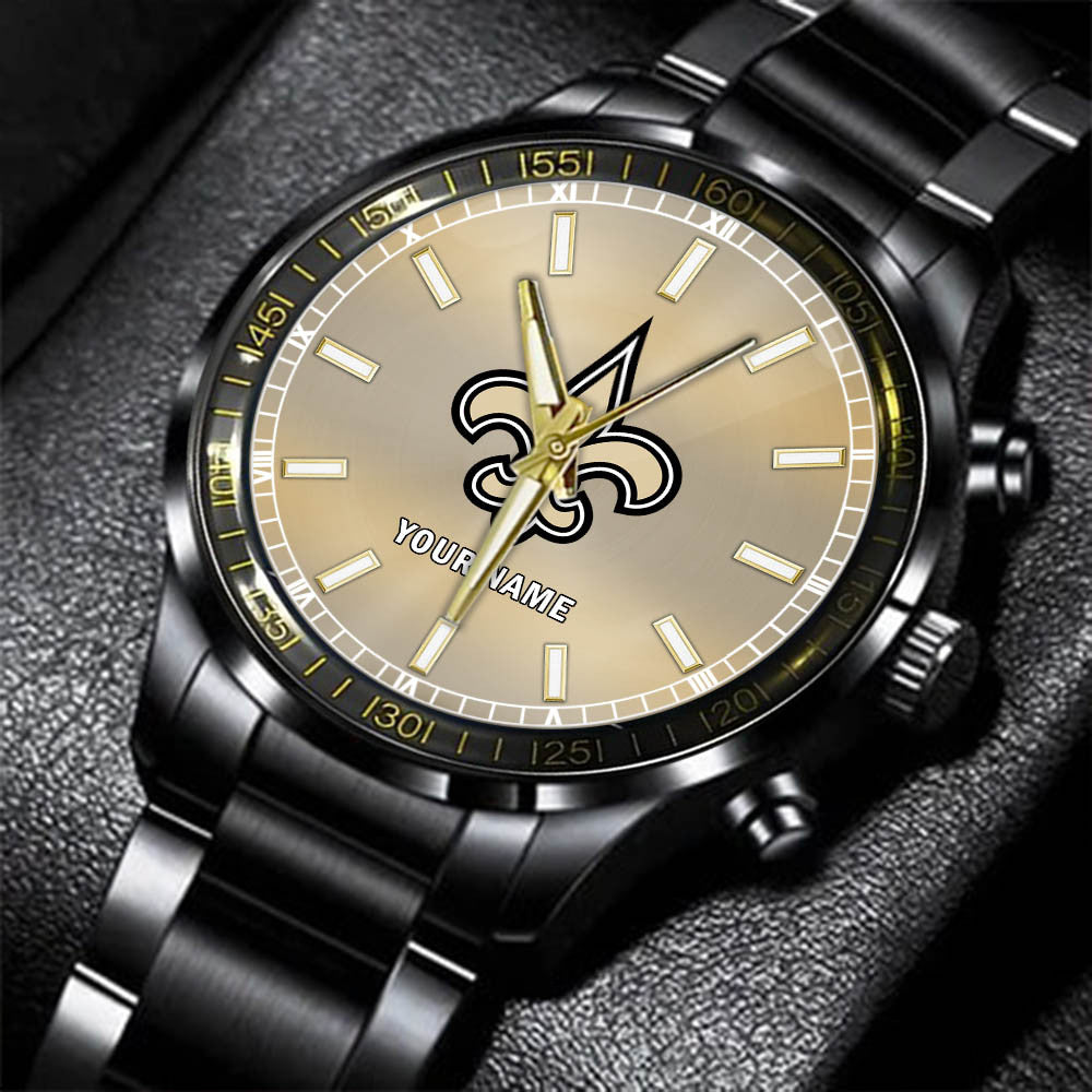 New Orleans Saints Black Fashion Watch Gifts For Sport Fans AZWATCH048
