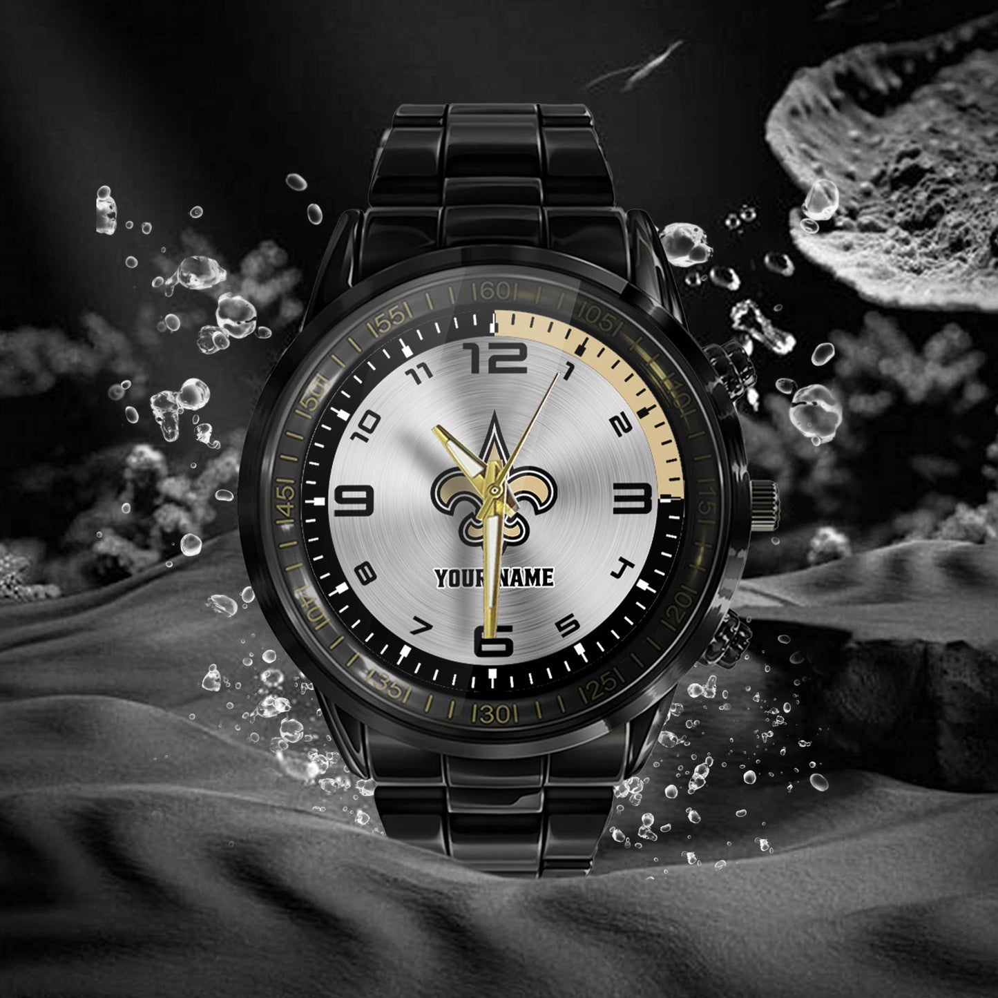 New Orleans Saints Black Fashion Watch Gifts For Sport Fans AZWATCH023