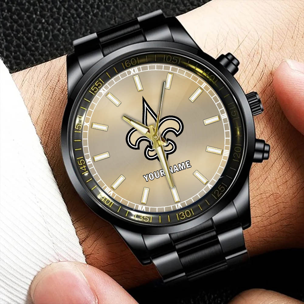 New Orleans Saints Black Fashion Watch Gifts For Sport Fans AZWATCH048