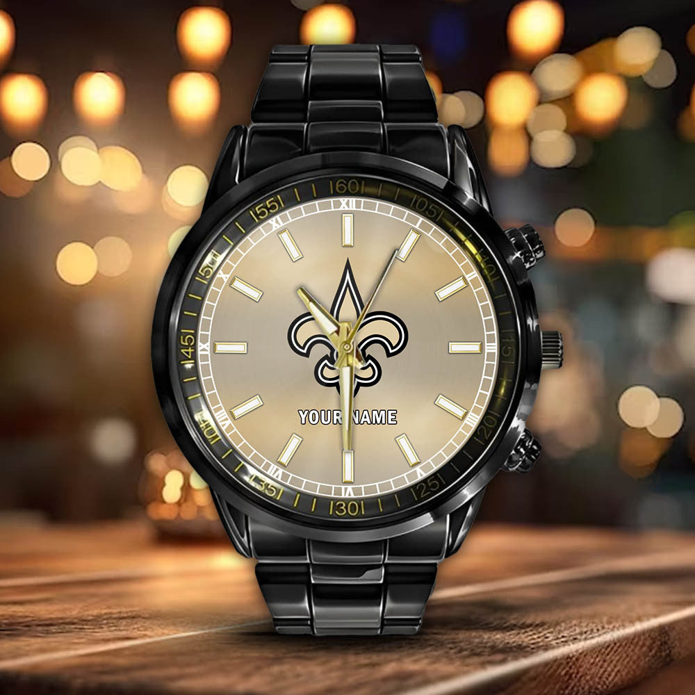 New Orleans Saints Black Fashion Watch Gifts For Sport Fans AZWATCH048