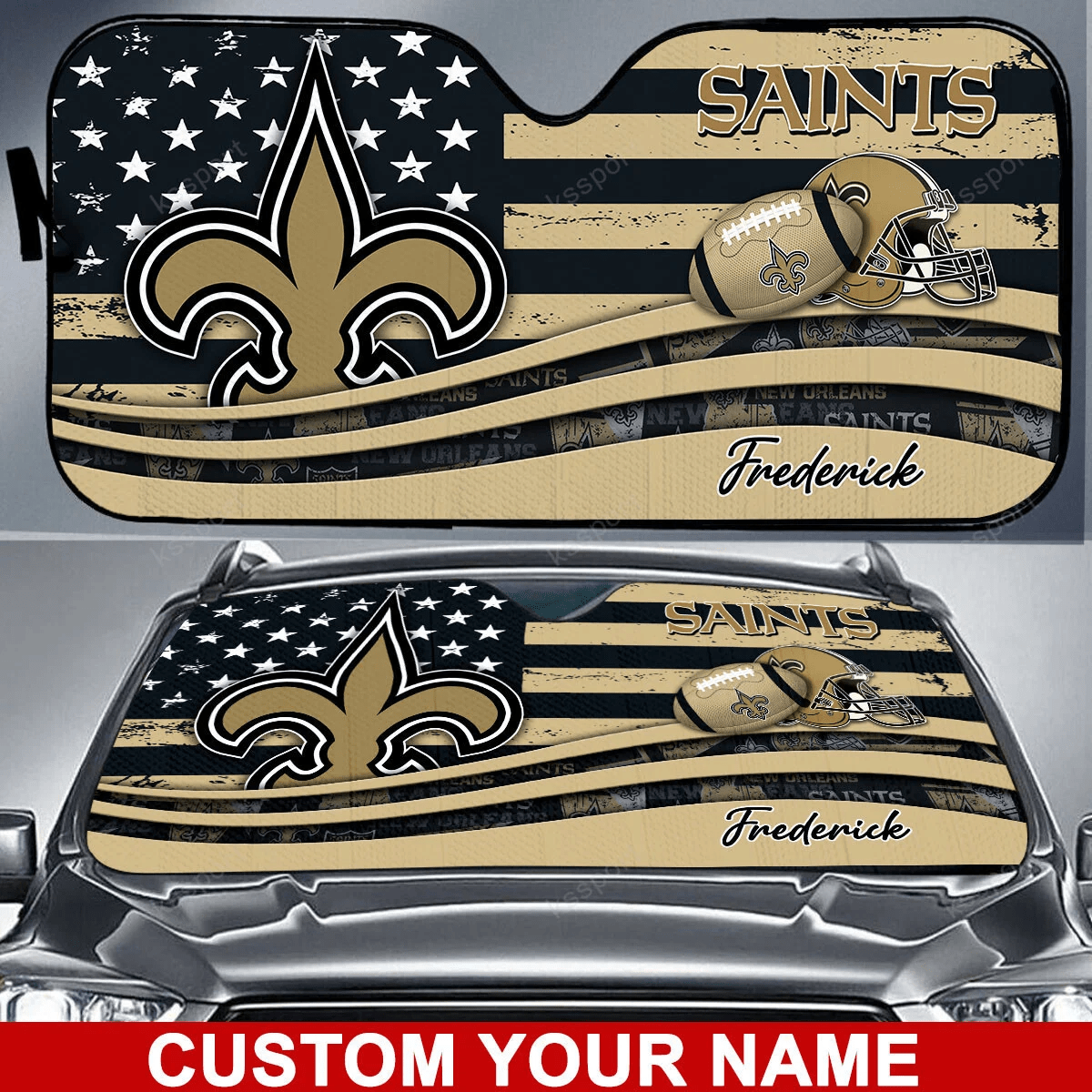 New Orleans Saints Personalized Auto Sun Shade BG21
