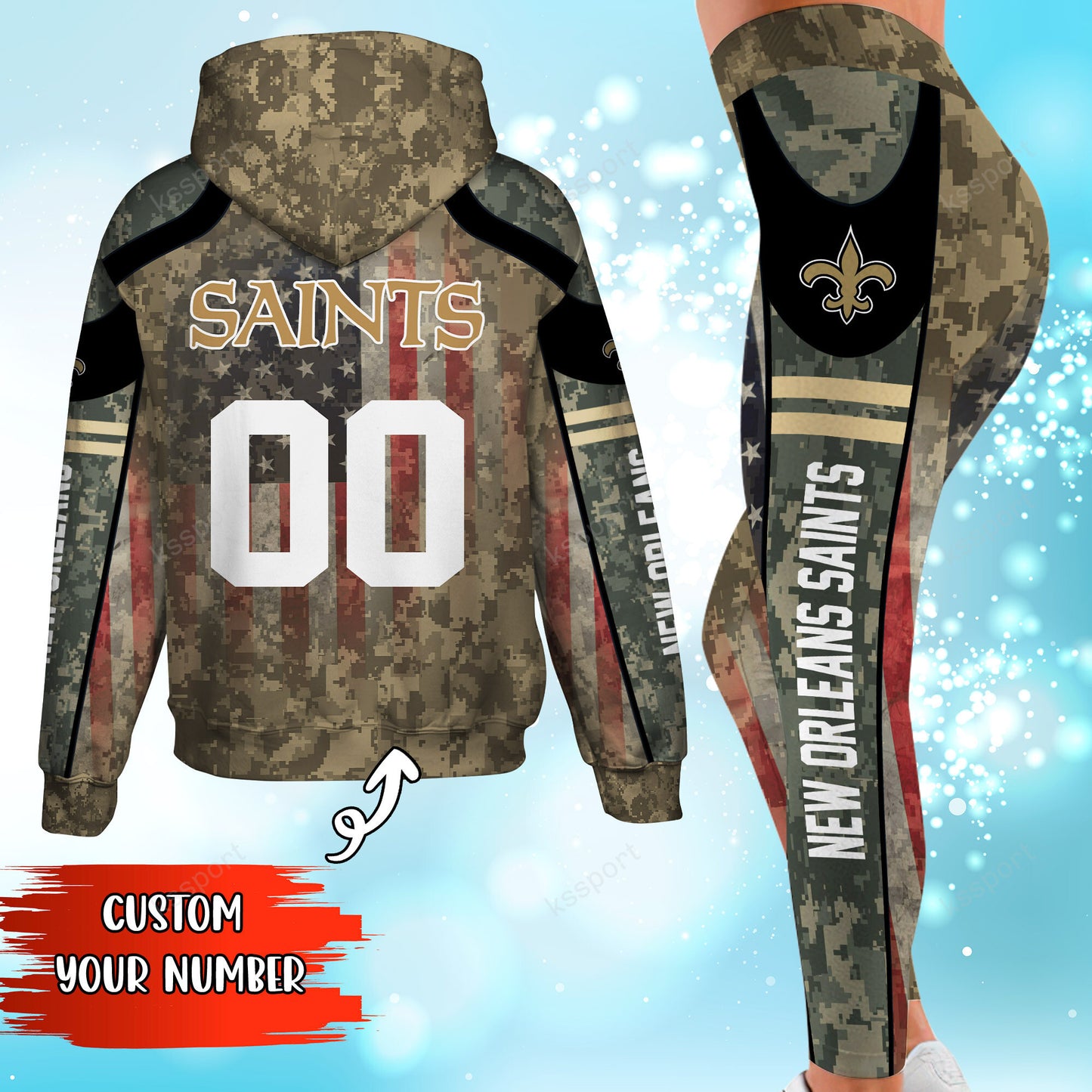 New Orleans Saints Personalized Leggings And Hoodie BG83