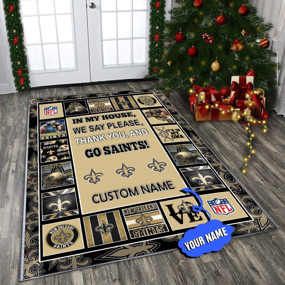 New Orleans Saints Personalized Premium Rectangle Rug 35