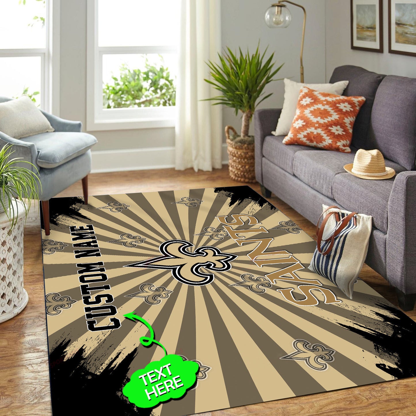 New Orleans Saints Personalized Premium Rectangle Rug 63