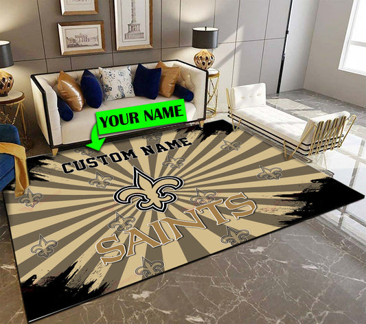 New Orleans Saints Personalized Premium Rectangle Rug 63