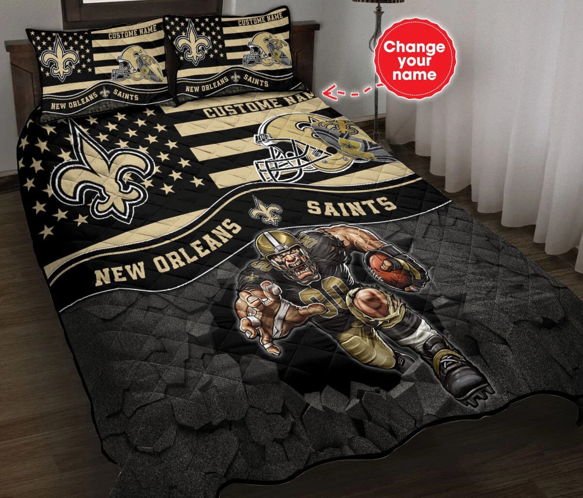 New Orleans Saints Personalized Quilt Set BG23