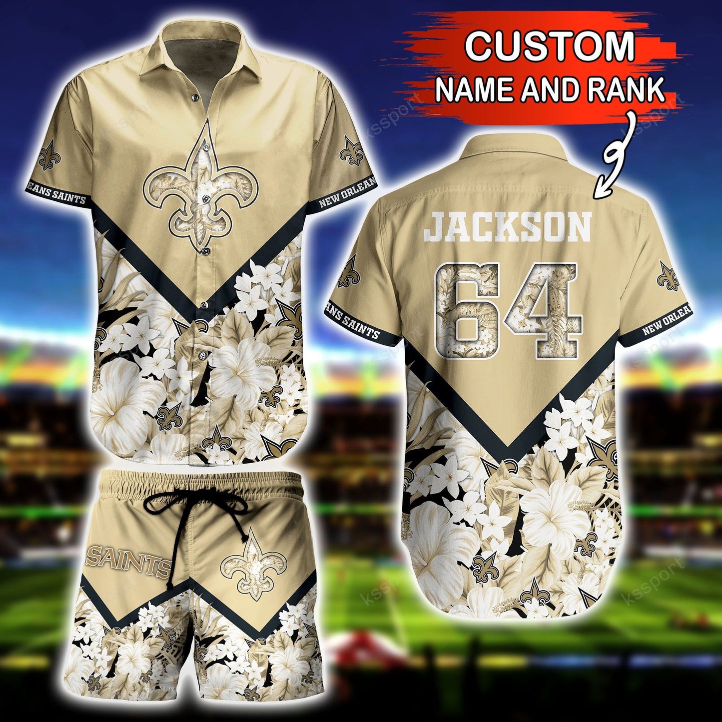 New Orleans Saints Personalized Shirt and Shorts BG290