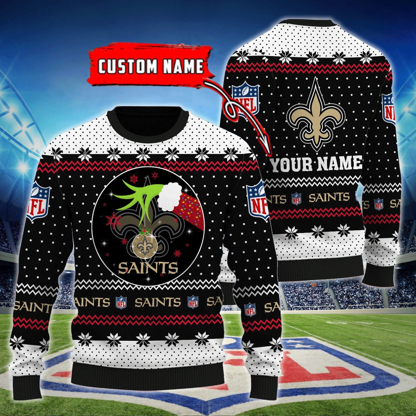 New Orleans Saints Personalized Woolen Sweater BG54