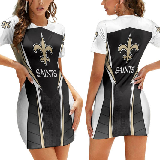 New Orleans Saints Short Sleeve Bodycon Mini Dress BG239