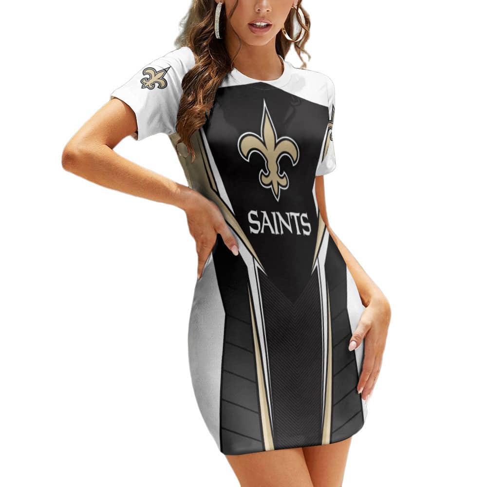 New Orleans Saints Short Sleeve Bodycon Mini Dress BG239