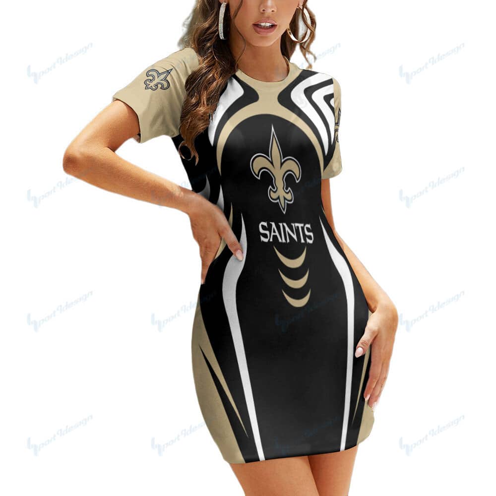New Orleans Saints Short Sleeve Bodycon Mini Dress BG300
