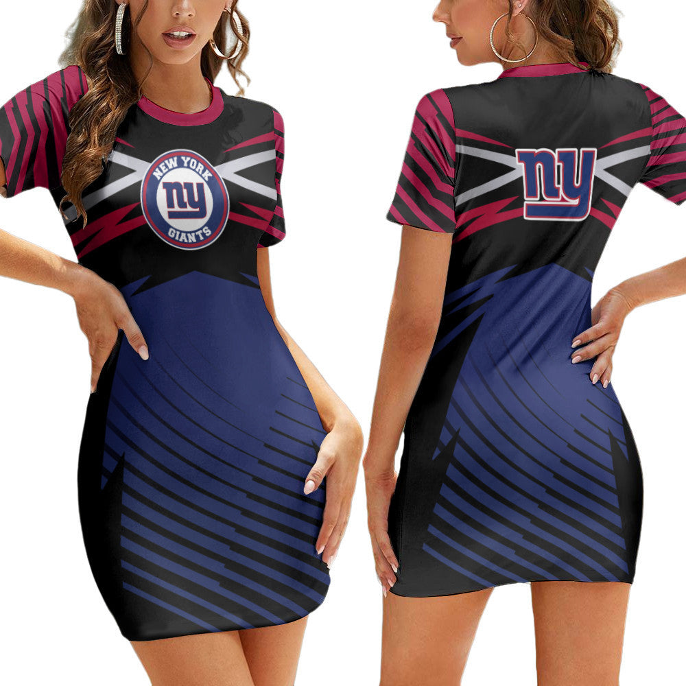 New York Giants Casual Short Sleeve Bodycon Mini Dress BG172