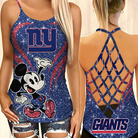 New York Giants Criss-cross Open Back Camisole Tank Top BG54