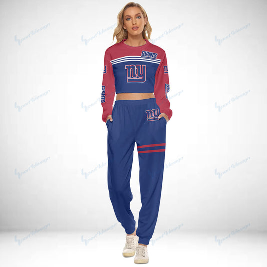 New York Giants Crop Sweatshirt Suit 12