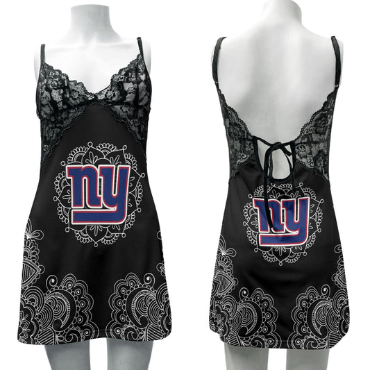 New York Giants Lace Back Strap Slip Dress 227