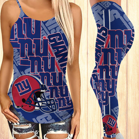 New York Giants Leggings And Cross Tank Top BG21