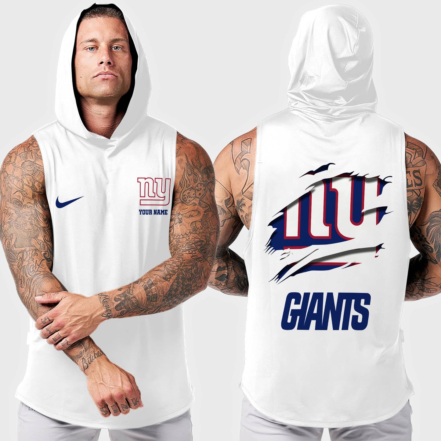 New York Giants Men Workout Hooded Tank Top AZMGSH024