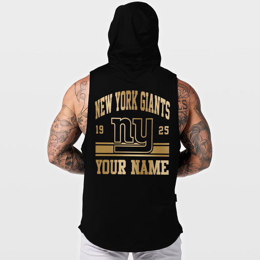 New York Giants Men Workout Hooded Tank Top AZMGSH056
