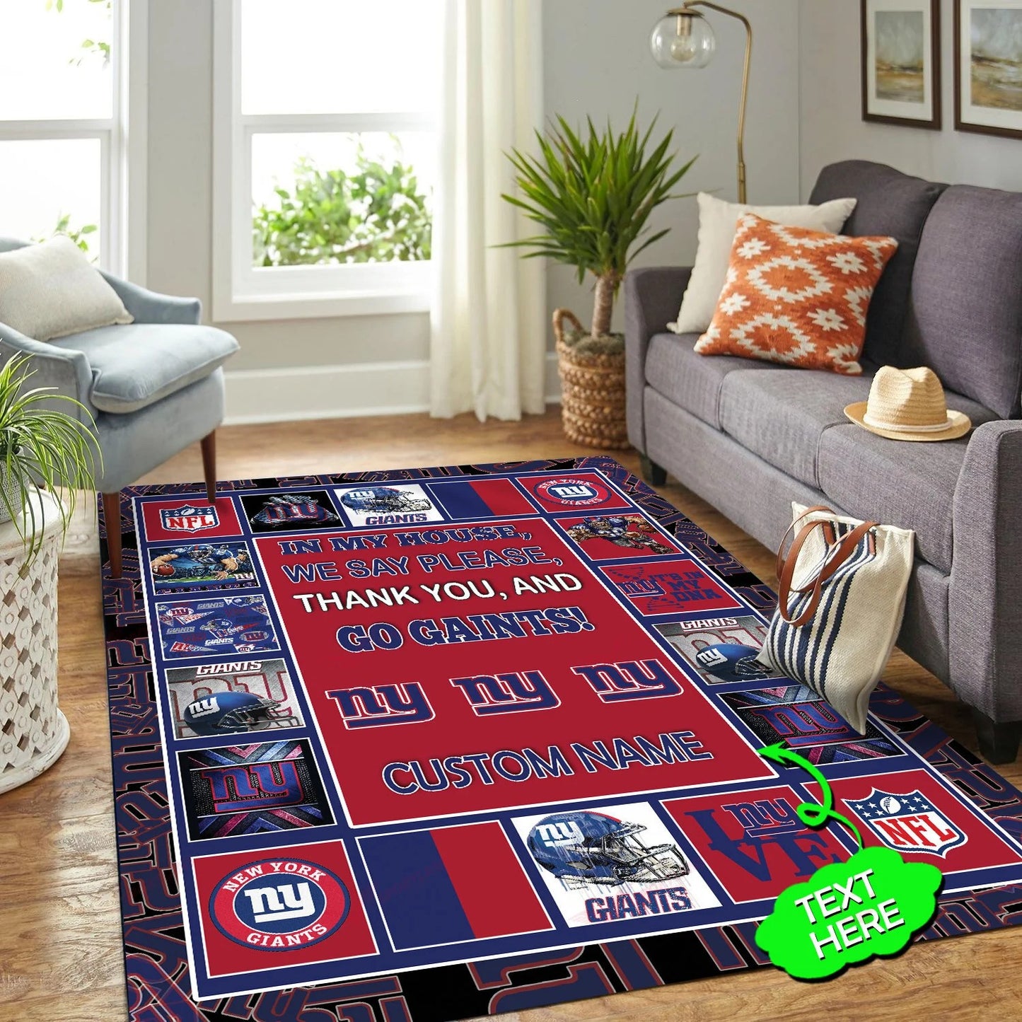 New York Giants Personalized Premium Rectangle Rug 36
