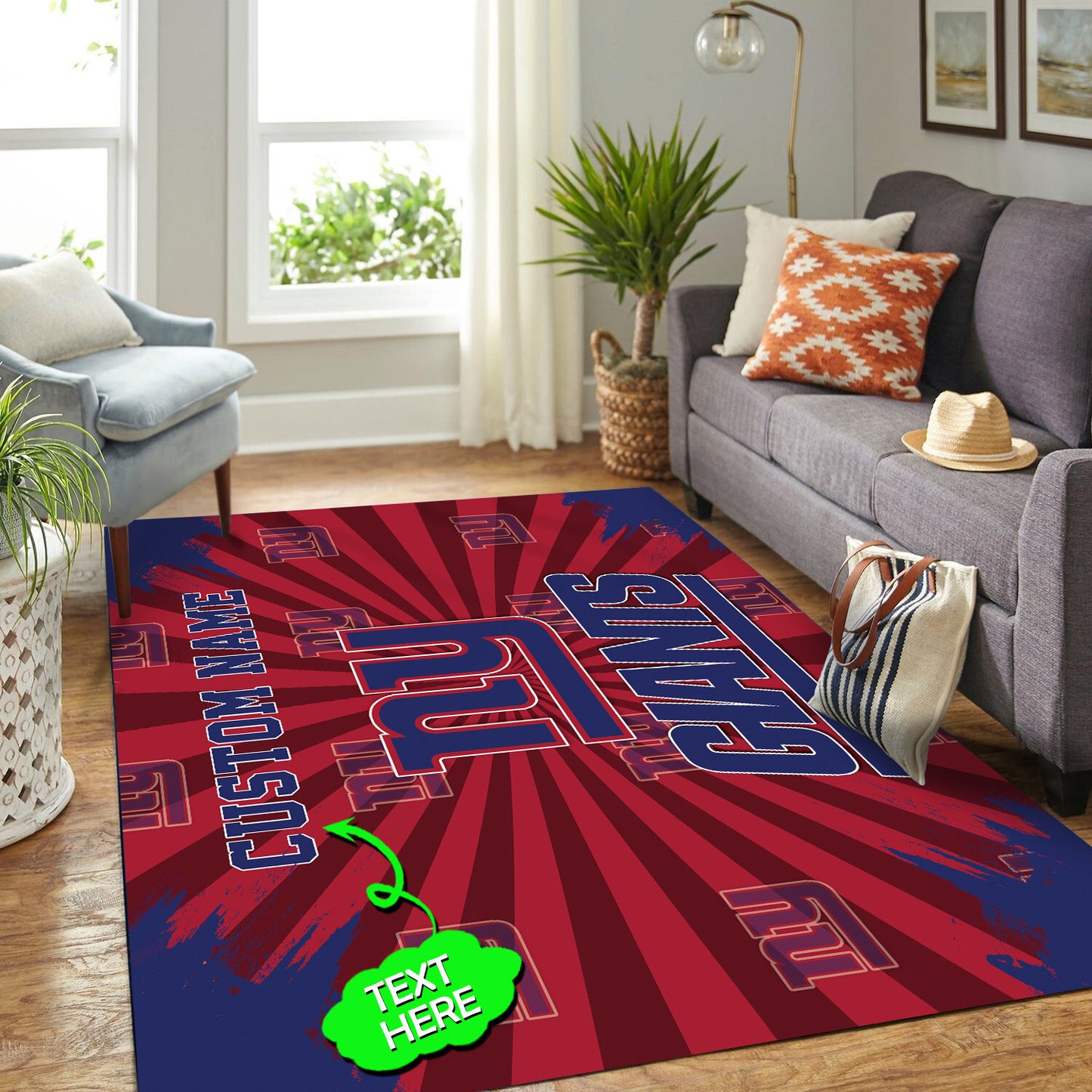 New York Giants Personalized Premium Rectangle Rug 64
