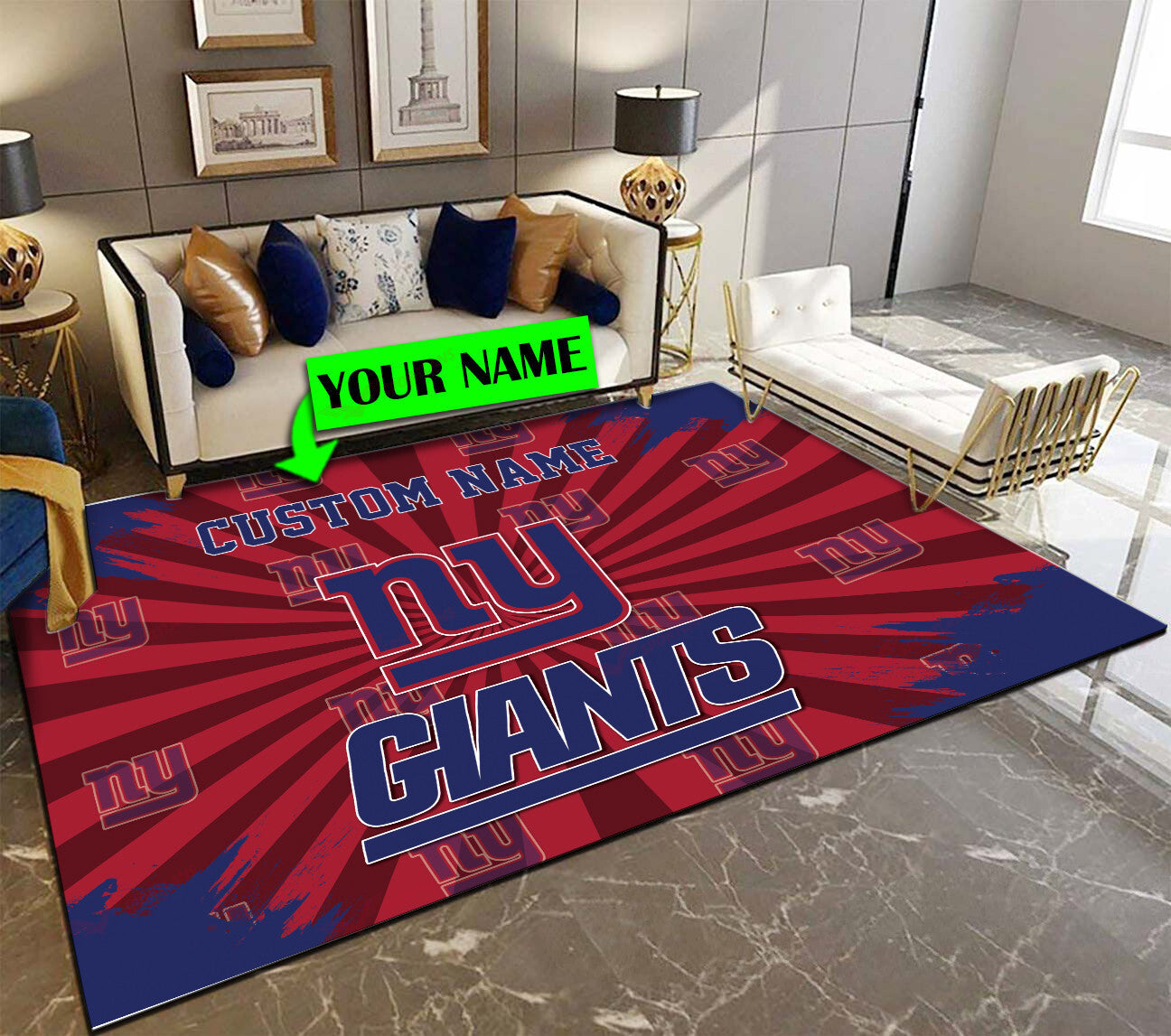 New York Giants Personalized Premium Rectangle Rug 64