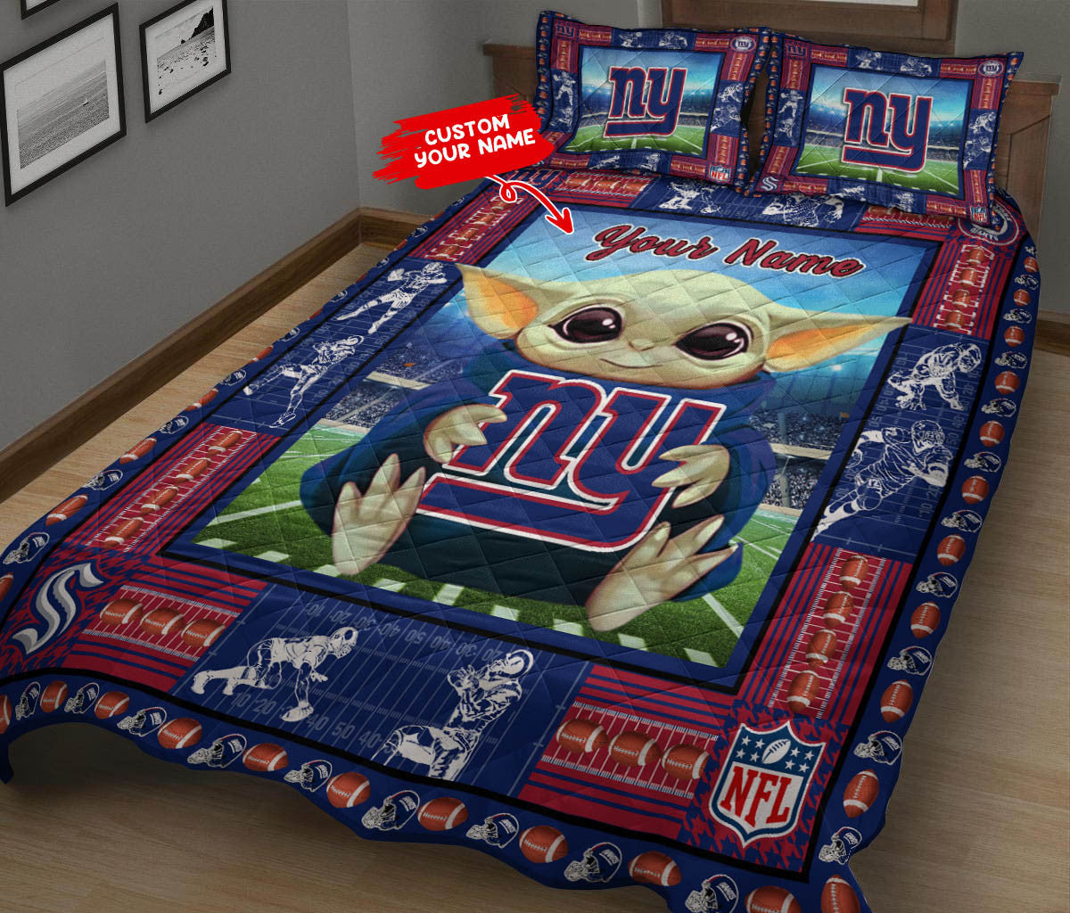 New York Giants Personalized Quilt Set BG72