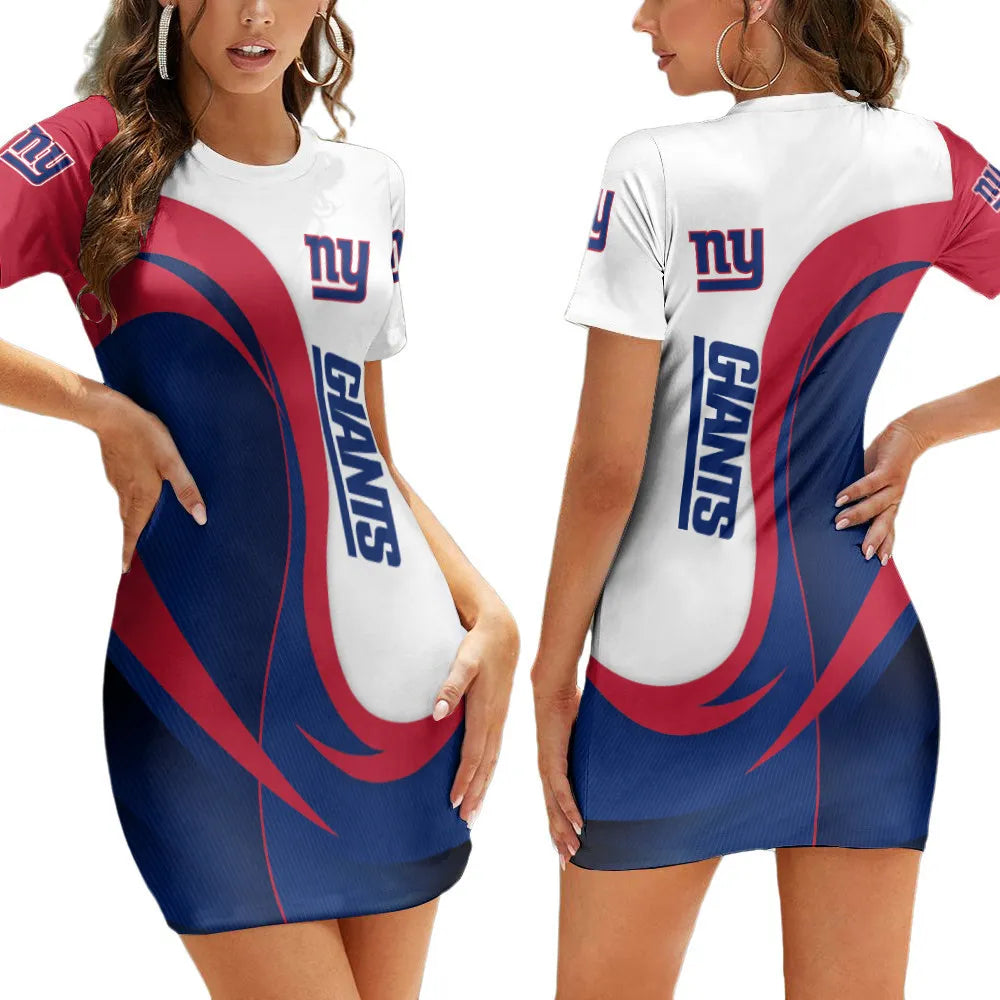 New York Giants Short Sleeve Bodycon Mini Dress BG246