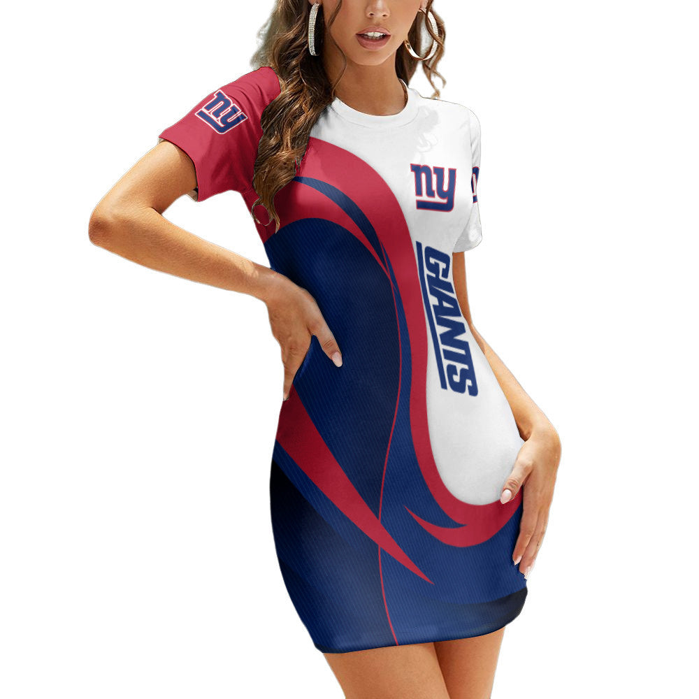 New York Giants Short Sleeve Bodycon Mini Dress BG246
