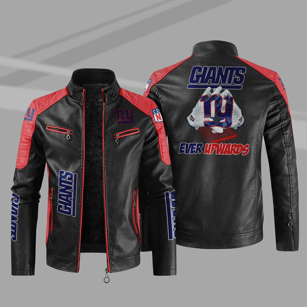 New York Giants Stand Collar Leather Jacket BG16