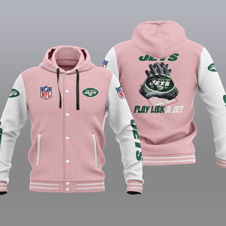 New York Jets Hooded Button Jacket with Hood 21