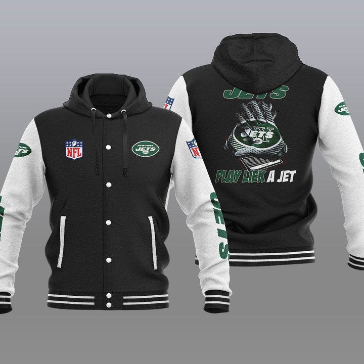 New York Jets Hooded Button Jacket with Hood 21
