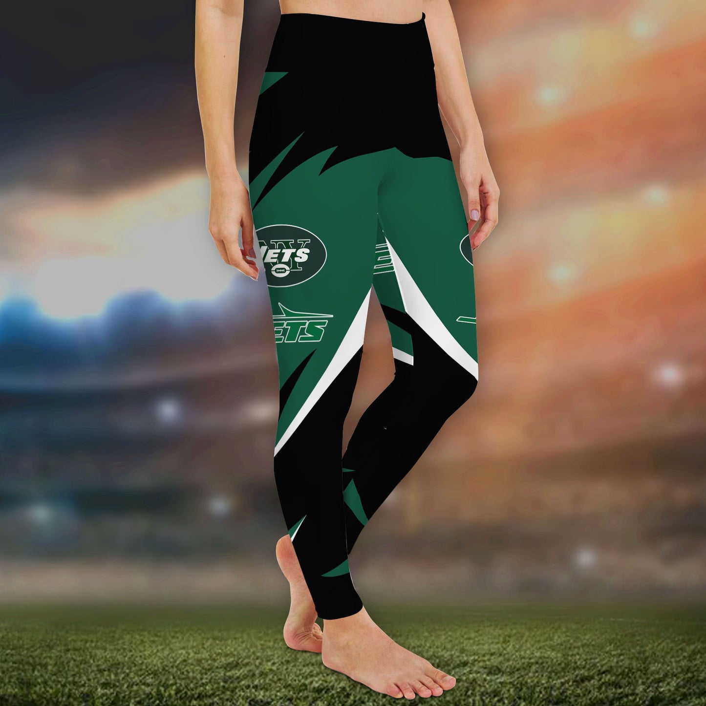 New York Jets Leggings And Criss Cross Tank Top BG95