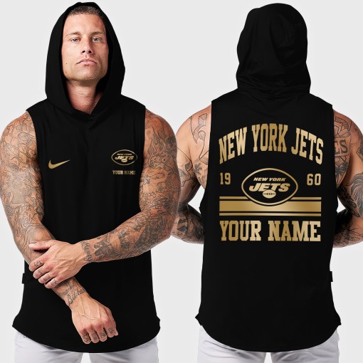 New York Jets Men Workout Hooded Tank Top AZMGSH057