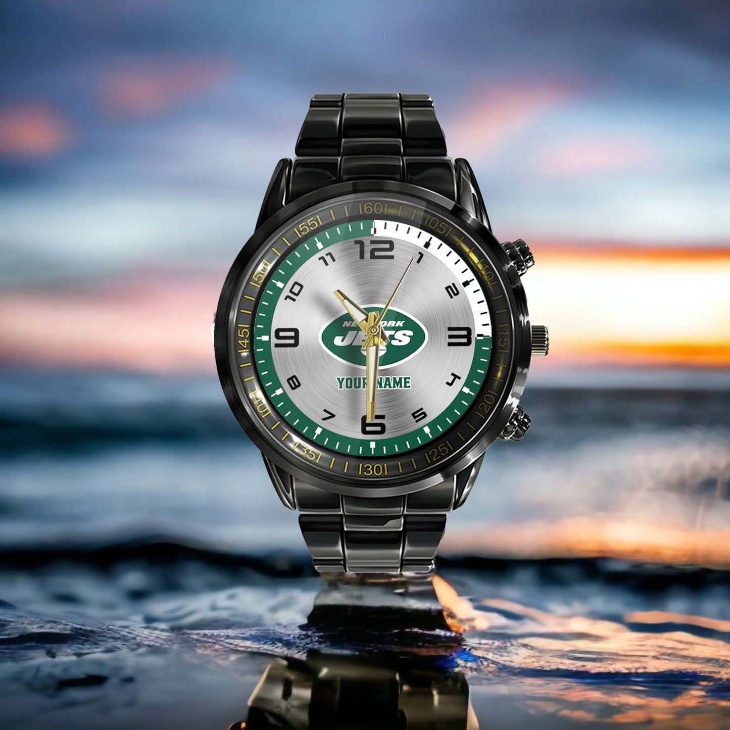 New York Jets Black Fashion Watch Gifts For Sport Fans AZWATCH025