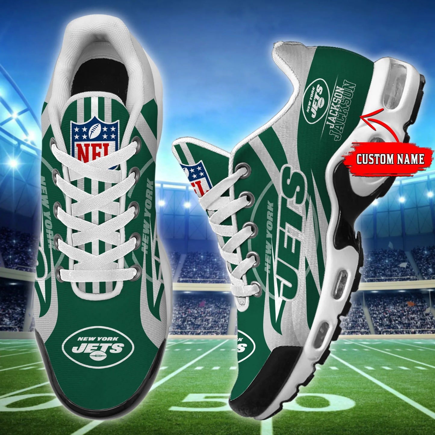 New York Jets Personalized Plus T-N Youth Sneakers BG104