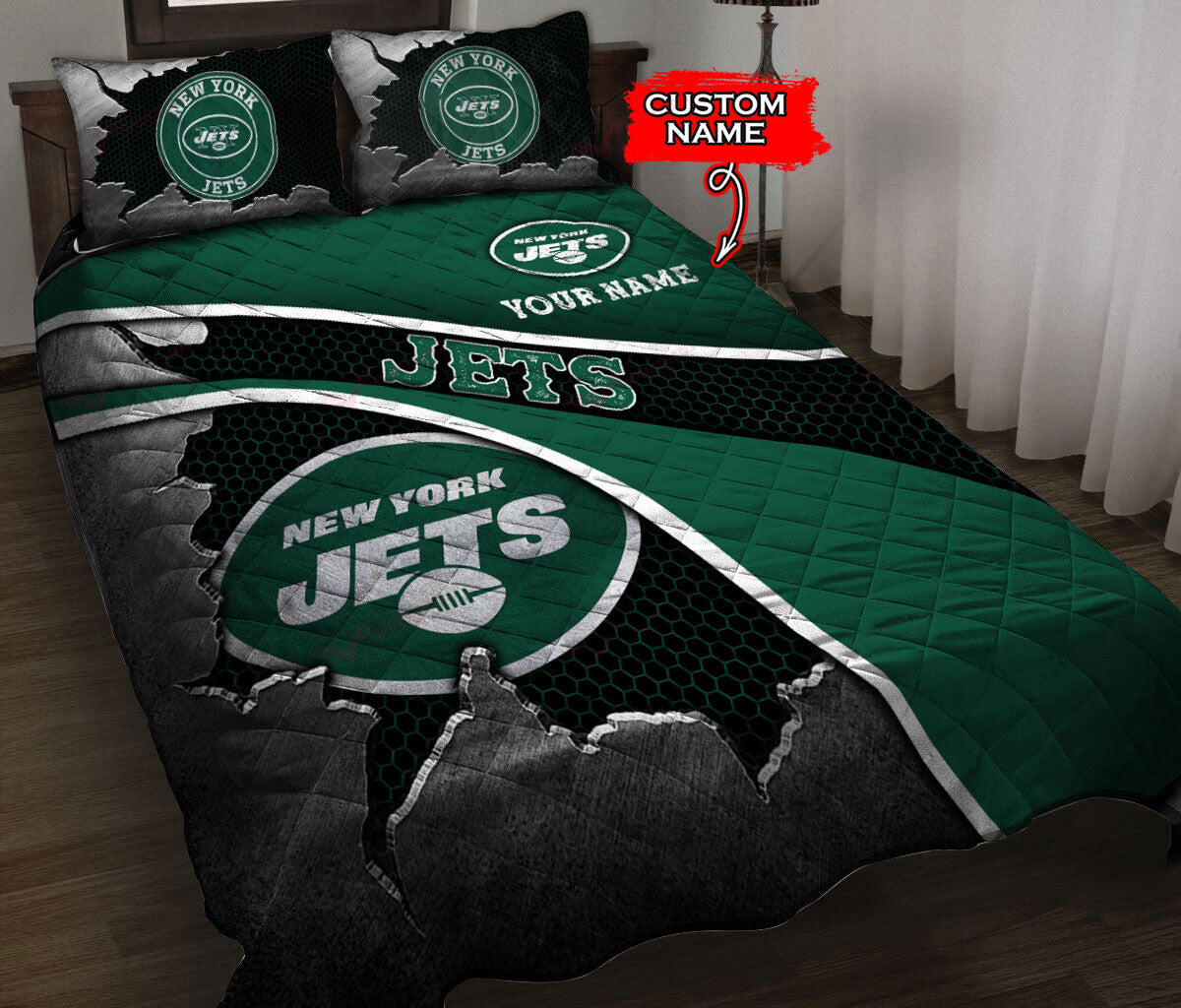 New York Jets Personalized Quilt Set BG139