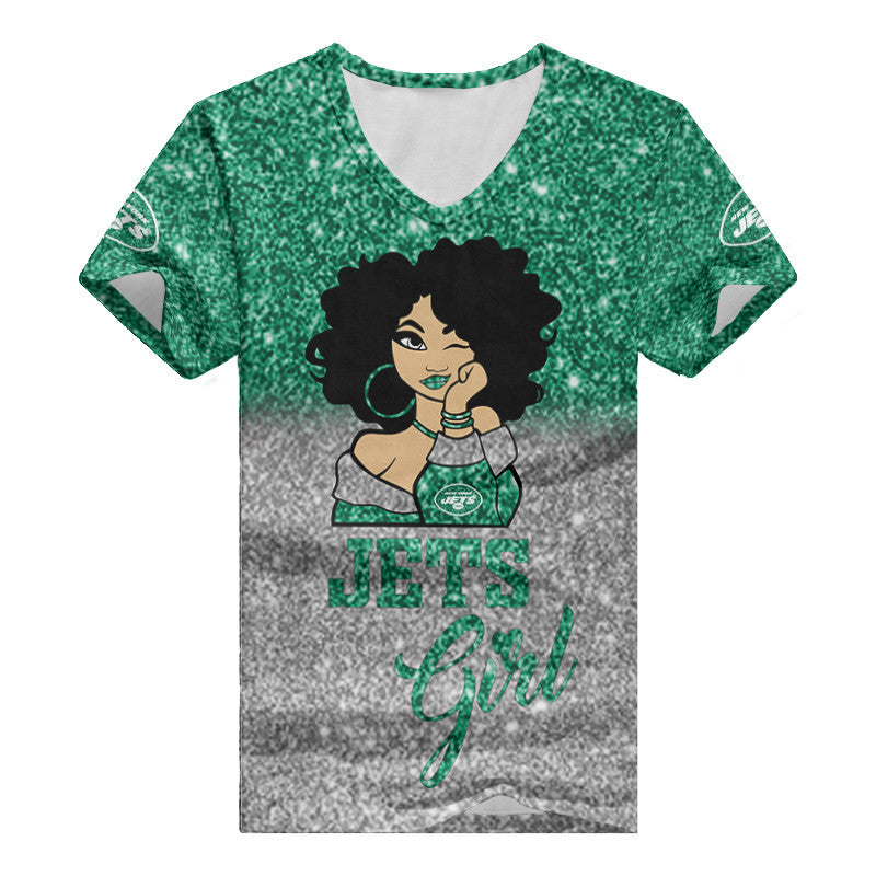 New York Jets Personalized Summer V-neck Women T-shirt BG44